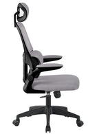 Sillón de oficina BERNAY, alto, negro, malla y asiento gris