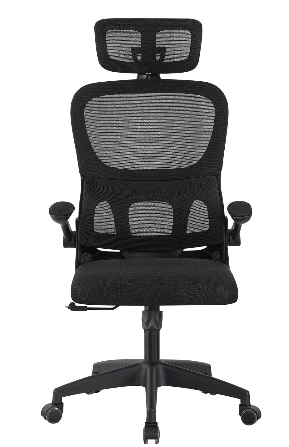 Sillón de oficina BERNAY, alto, negro, malla y asiento negro