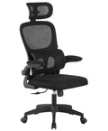 Sillón de oficina BERNAY, alto, negro, malla y asiento negro