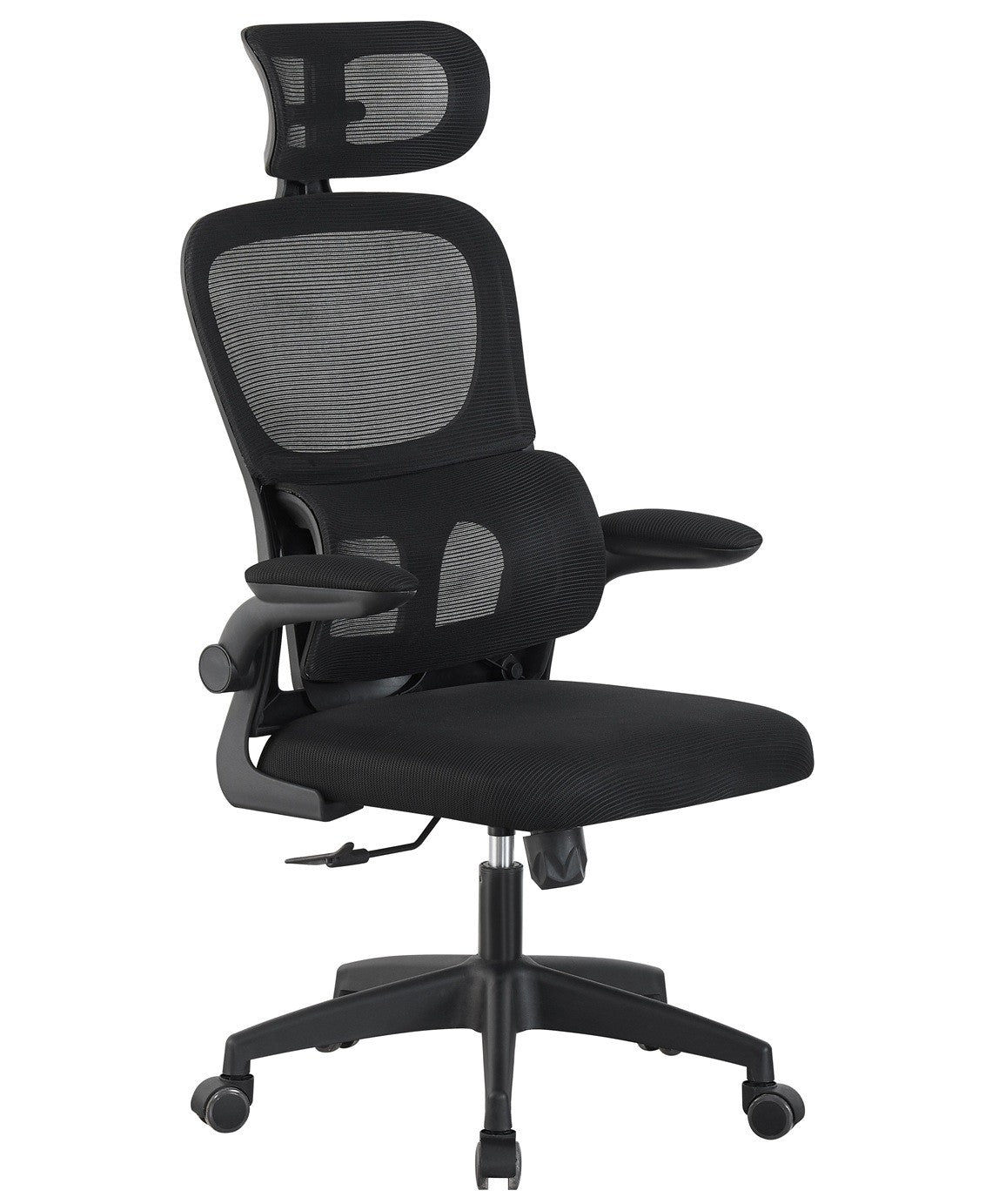 Sillón de oficina BERNAY, alto, negro, malla y asiento negro