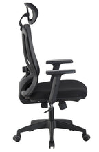 Sillón de oficina CIRAL, alto, negro, malla y asiento negro