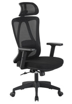 Sillón de oficina CIRAL, alto, negro, malla y asiento negro