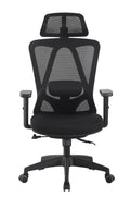 Sillón de oficina CIRAL, alto, negro, malla y asiento negro