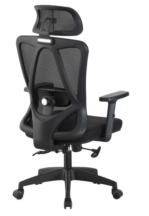 Sillón de oficina CIRAL, alto, negro, malla y asiento negro