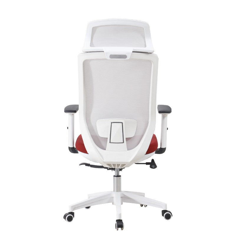 Sillón de oficina CLAYTON, blanco, malla gris, tejido azul claro