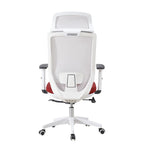 Sillón de oficina CLAYTON, blanco, malla gris, tejido azul claro