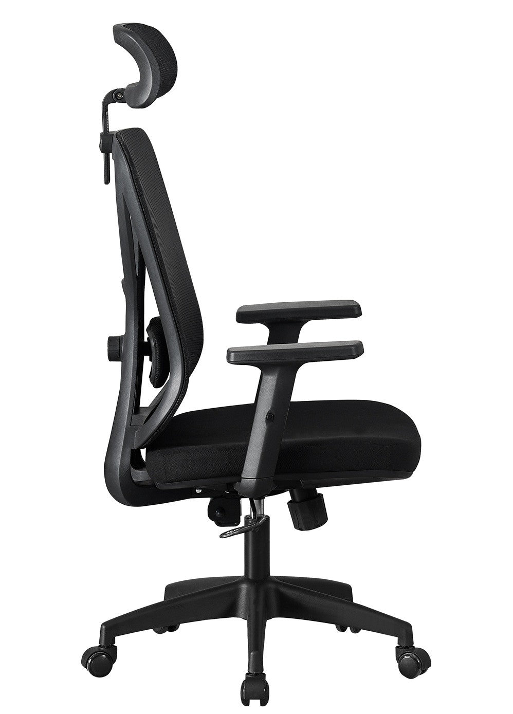 Sillón de oficina CLISSON, alto, negro, malla y asiento negro
