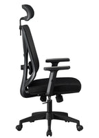 Sillón de oficina CLISSON, alto, negro, malla y asiento negro