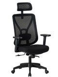 Sillón de oficina CLISSON, alto, negro, malla y asiento negro
