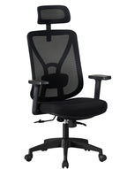 Sillón de oficina CLISSON, alto, negro, malla y asiento negro
