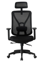 Sillón de oficina CLISSON, alto, negro, malla y asiento negro