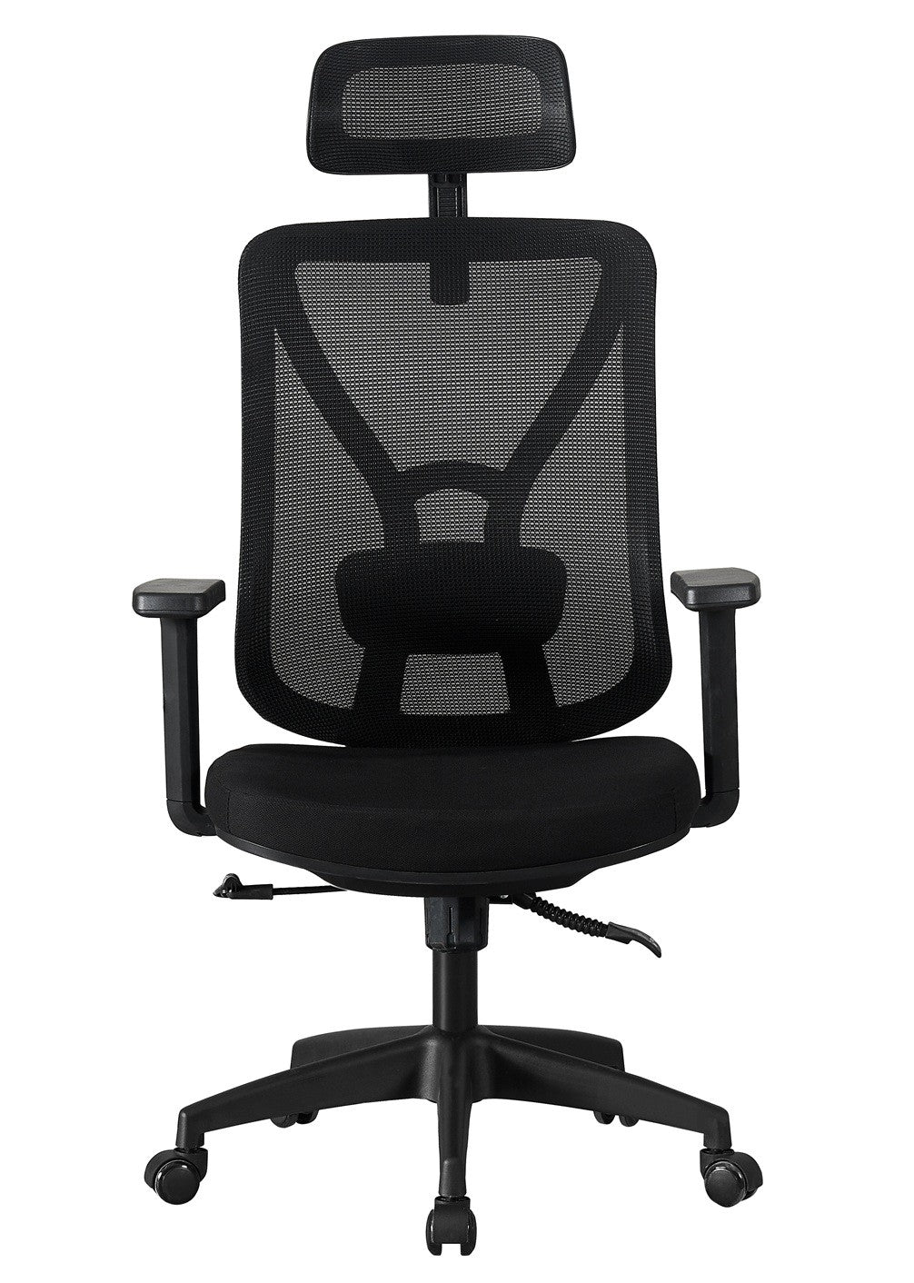 Sillón de oficina CLISSON, alto, negro, malla y asiento negro
