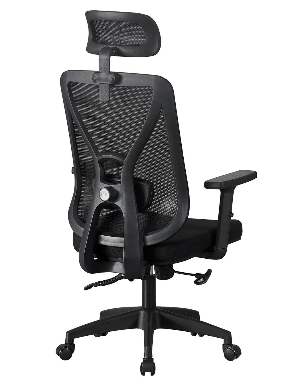 Sillón de oficina CLISSON, alto, negro, malla y asiento negro