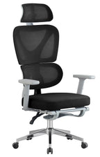 Sillón de oficina DURBUY, alto, ergonómico, gris, malla negra