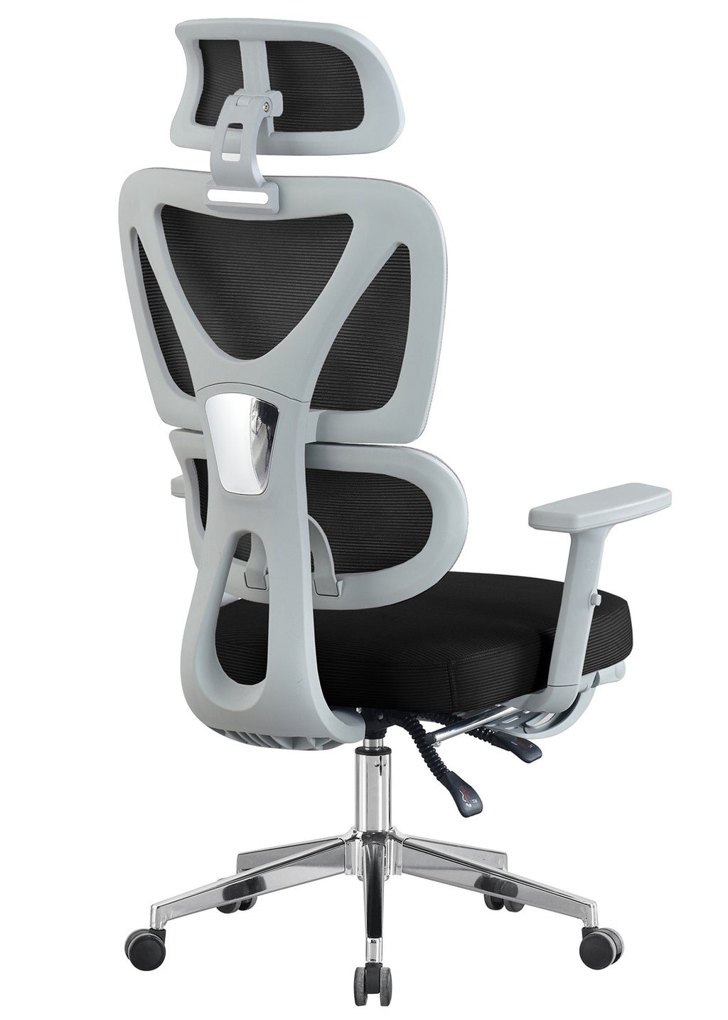 Sillón de oficina DURBUY, alto, ergonómico, gris, malla negra