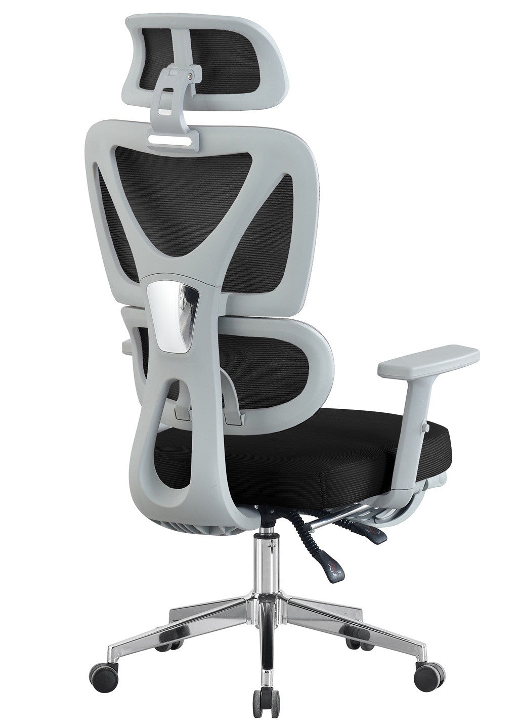Sillón de oficina DURBUY, alto, ergonómico, gris, malla negra