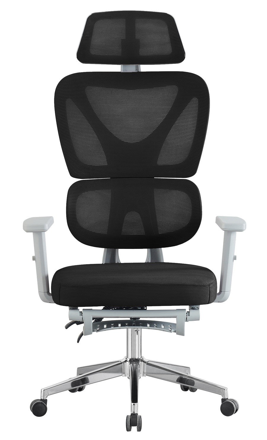 Sillón de oficina DURBUY, alto, ergonómico, gris, malla negra
