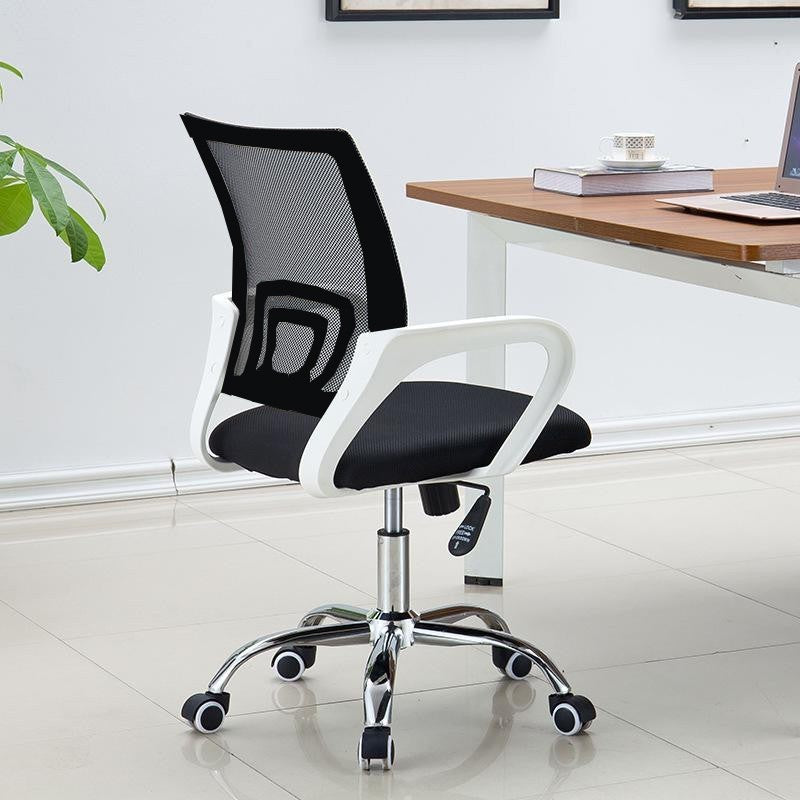 Sillón de oficina FISS NEW, brazos blanco, basculante, estructura y malla negro