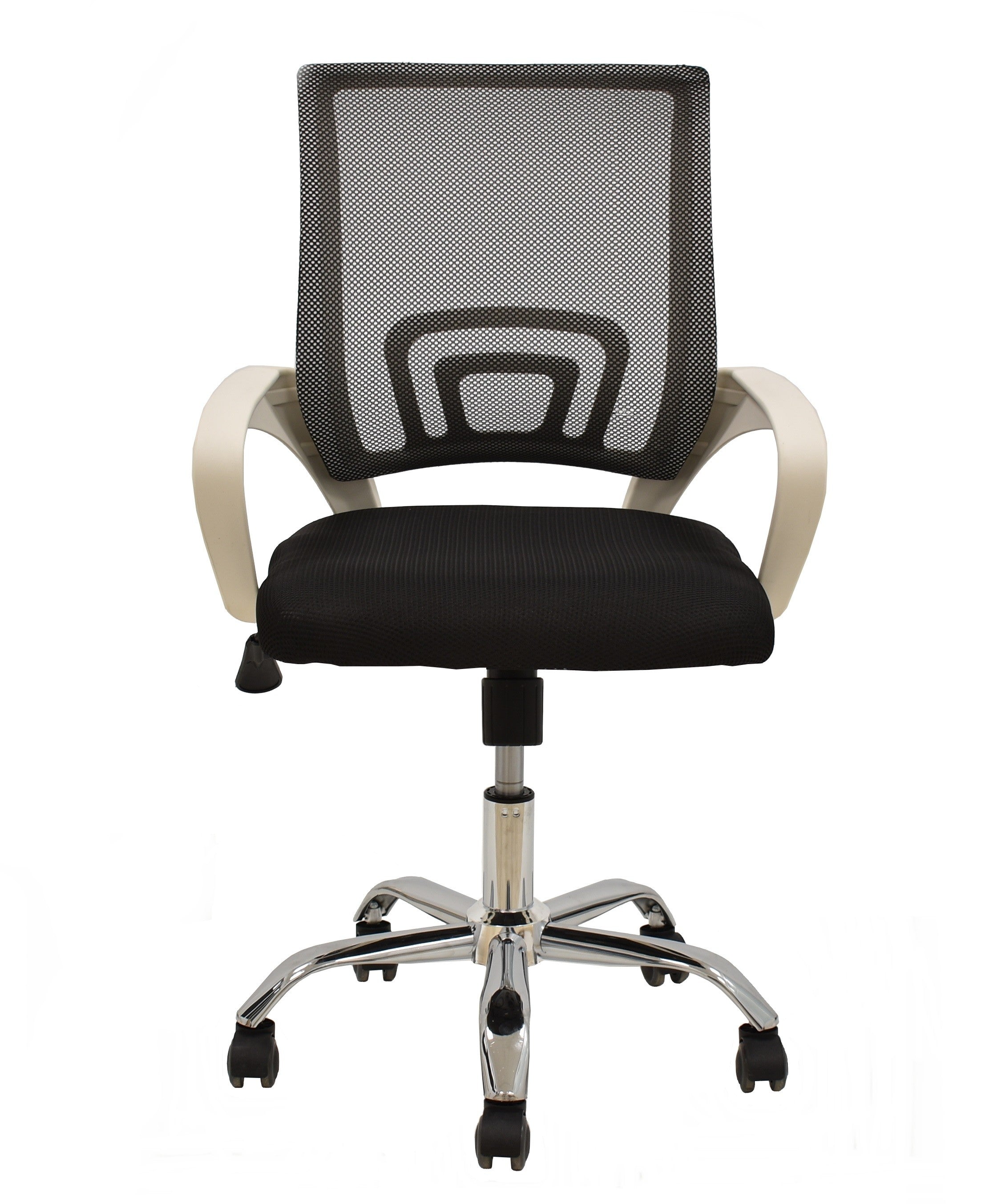Sillón de oficina FISS NEW, brazos blanco, basculante, estructura y malla negro