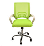 Sillón de oficina FISS NEW (M), blanco, regulación de altura, basculante, malla y tejido verde