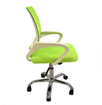 Sillón de oficina FISS NEW (M), blanco, regulación de altura, basculante, malla y tejido verde