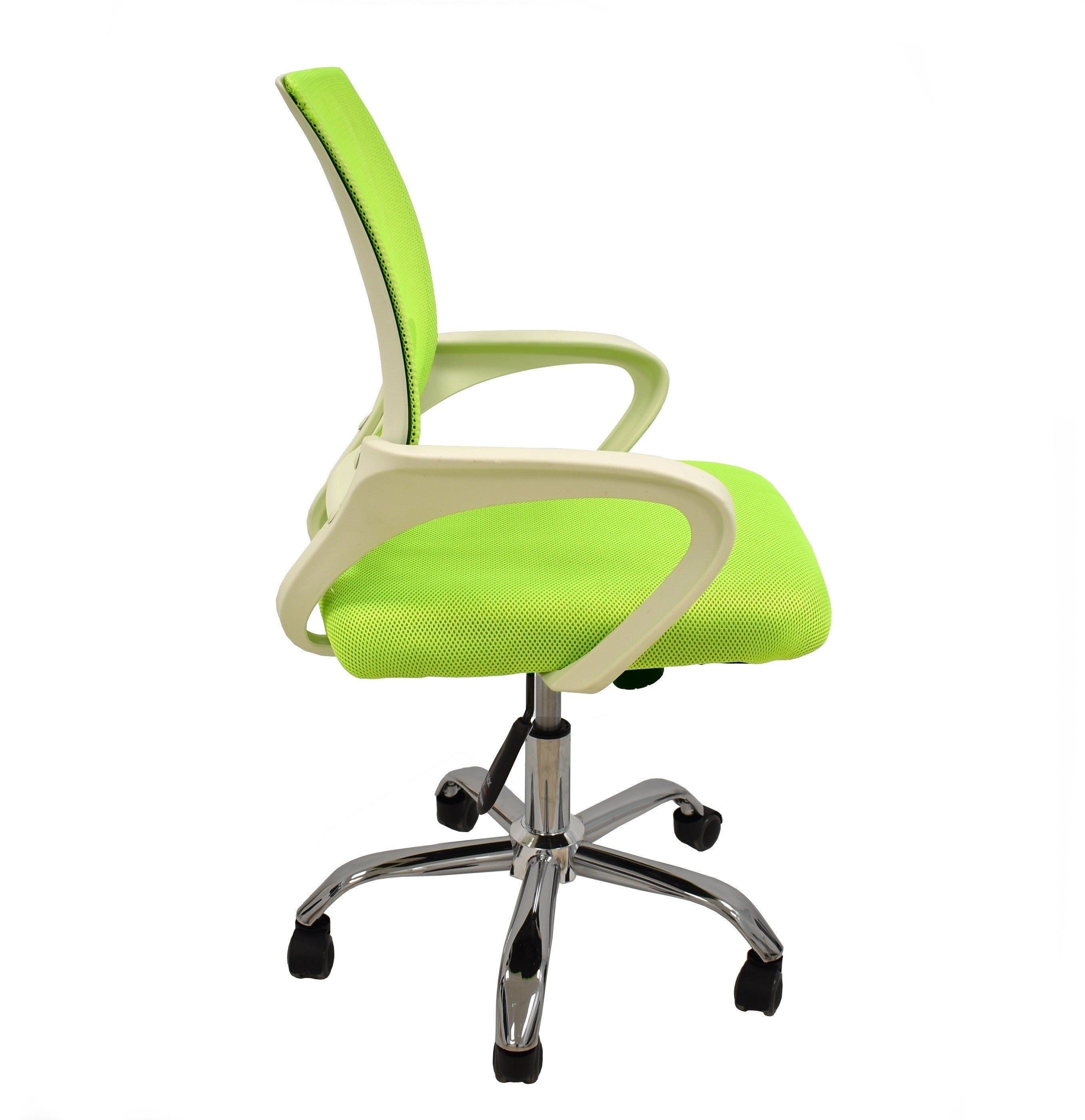 Sillón de oficina FISS NEW (M), blanco, regulación de altura, basculante, malla y tejido verde