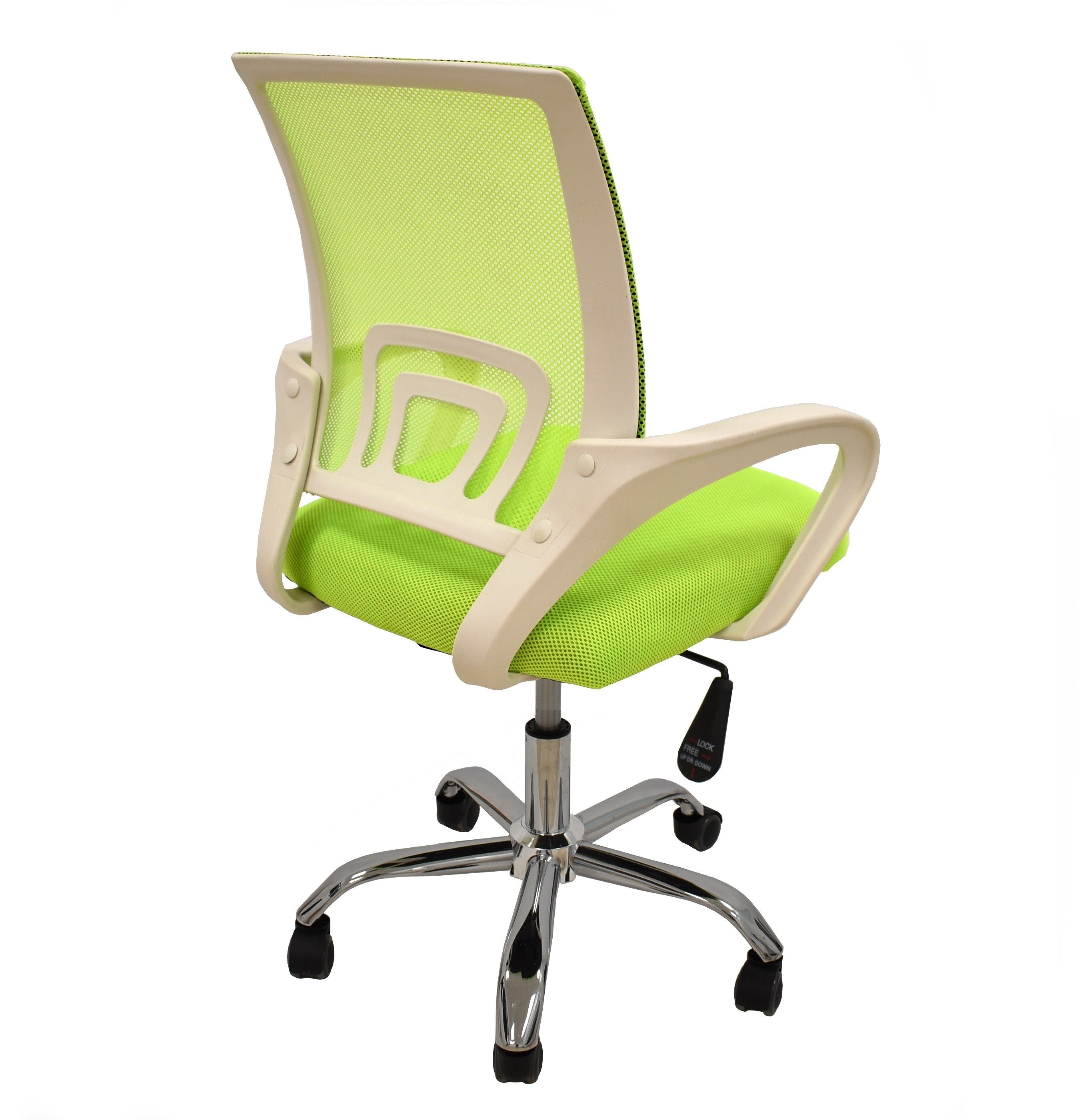 Sillón de oficina FISS NEW (M), blanco, regulación de altura, basculante, malla y tejido verde
