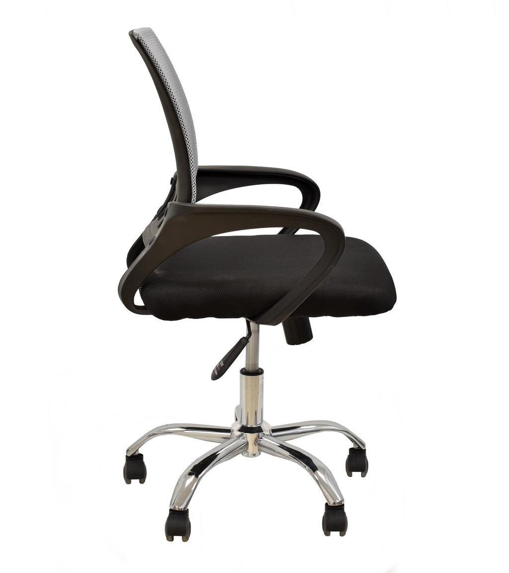 Sillón de oficina FISS NEW (M), negro, basculante, malla gris, tejido negro