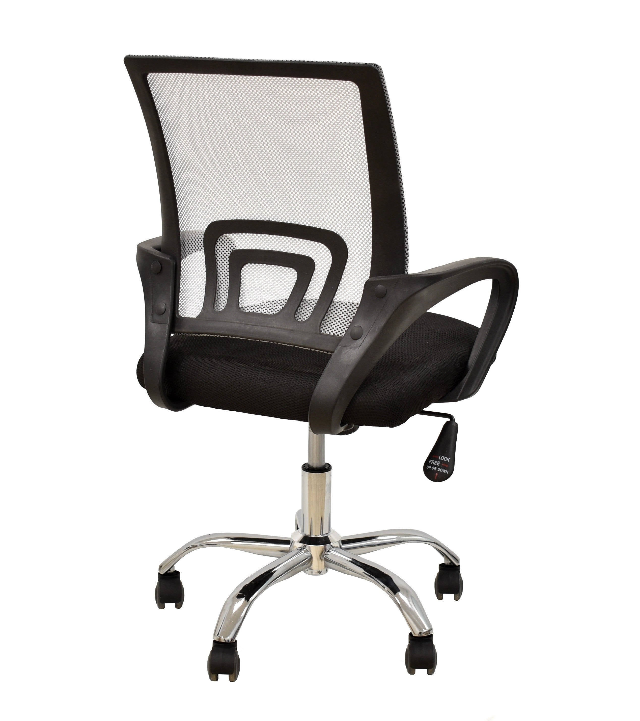 Sillón de oficina FISS NEW (M), negro, basculante, malla gris, tejido negro