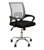 Sillón de oficina FISS NEW (M), negro, basculante, malla gris, tejido negro