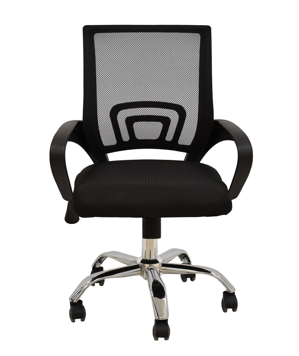 Sillón de oficina FISS NEW (M), negro, basculante, malla y tejido negro