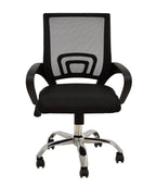 Sillón de oficina FISS NEW (M), negro, basculante, malla y tejido negro