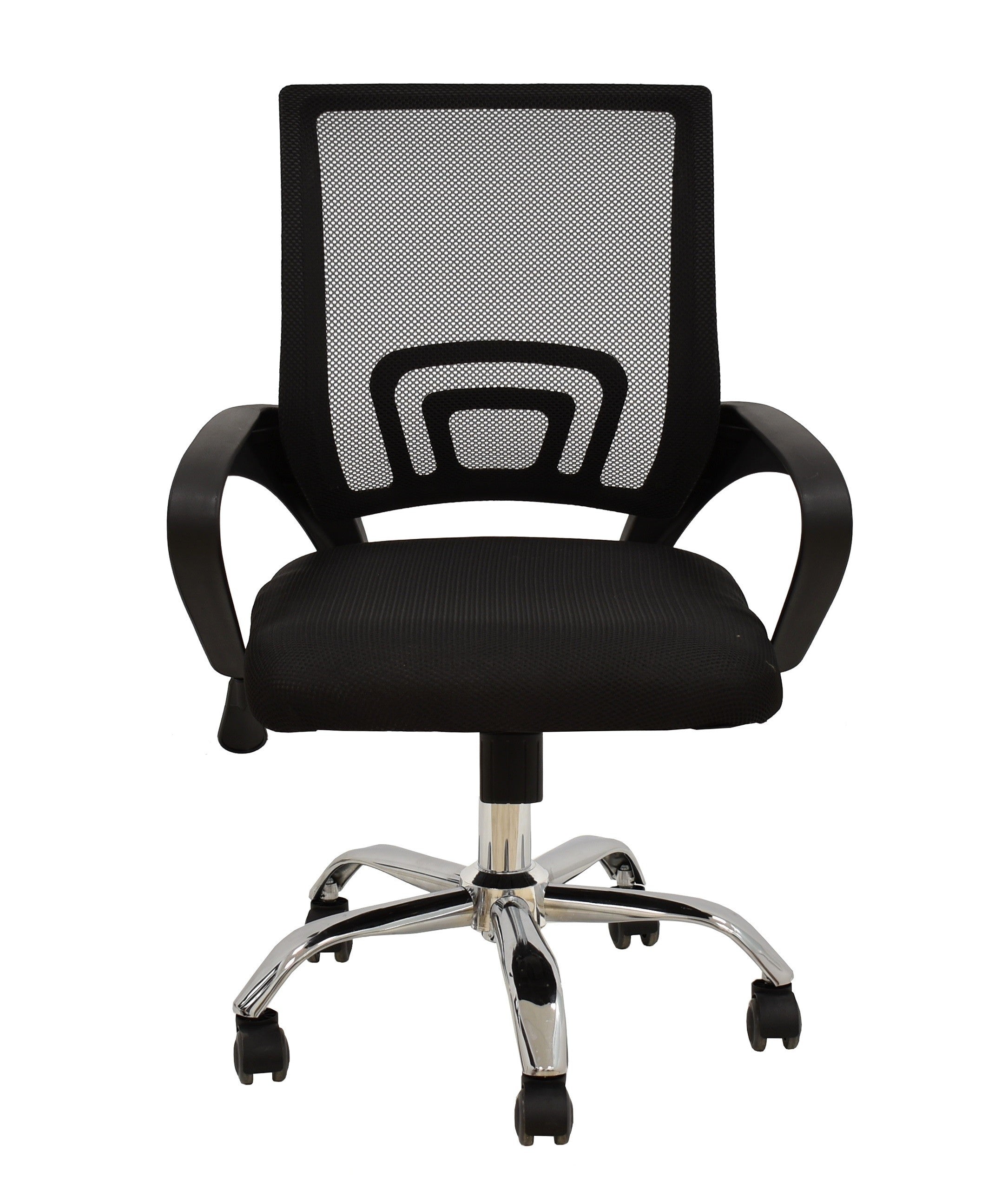 Sillón de oficina FISS NEW (M), negro, basculante, malla y tejido negro