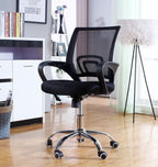 Sillón de oficina FISS NEW (M), negro, basculante, malla y tejido negro