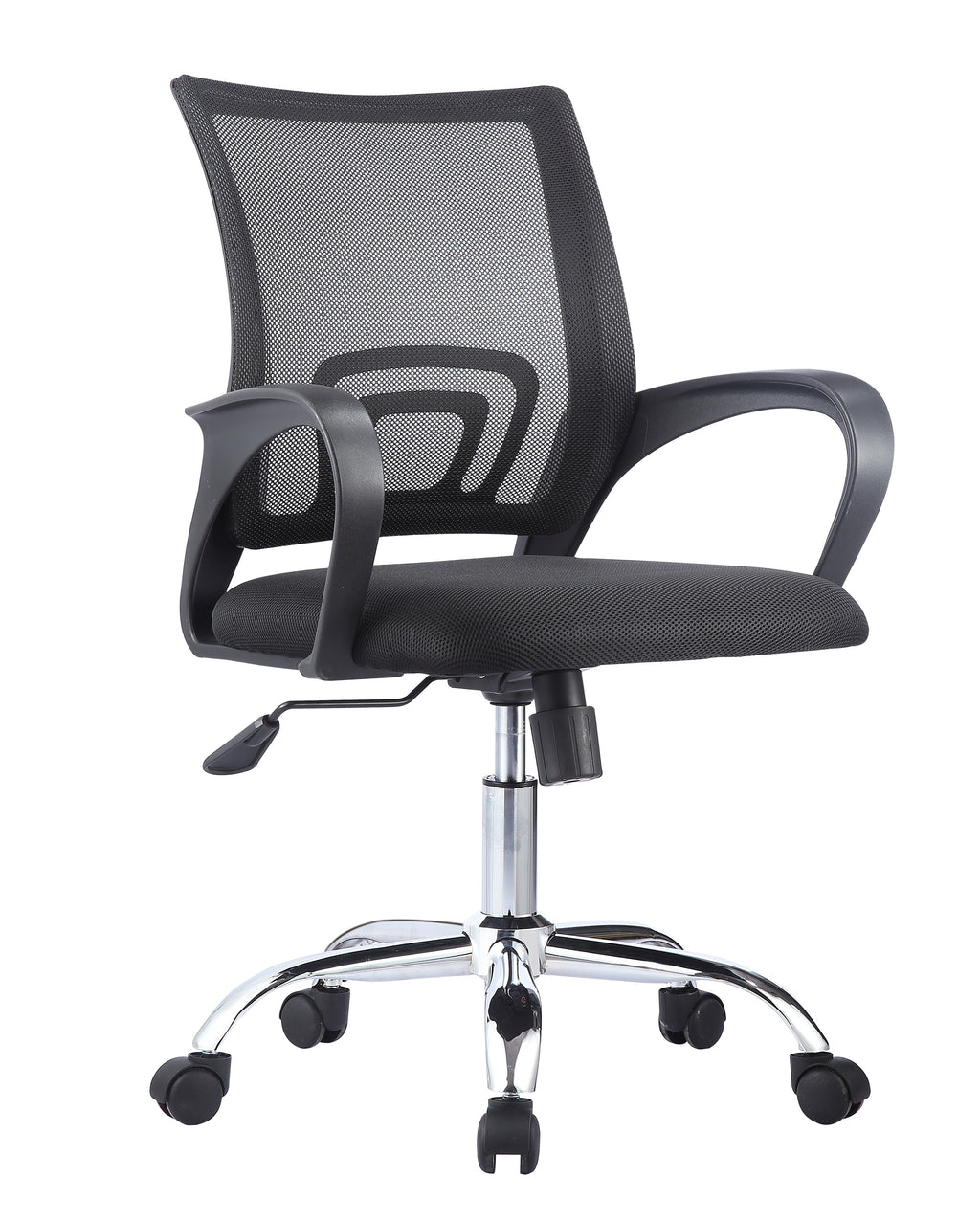 Sillón de oficina FISS NEW (M), negro, basculante, malla y tejido negro