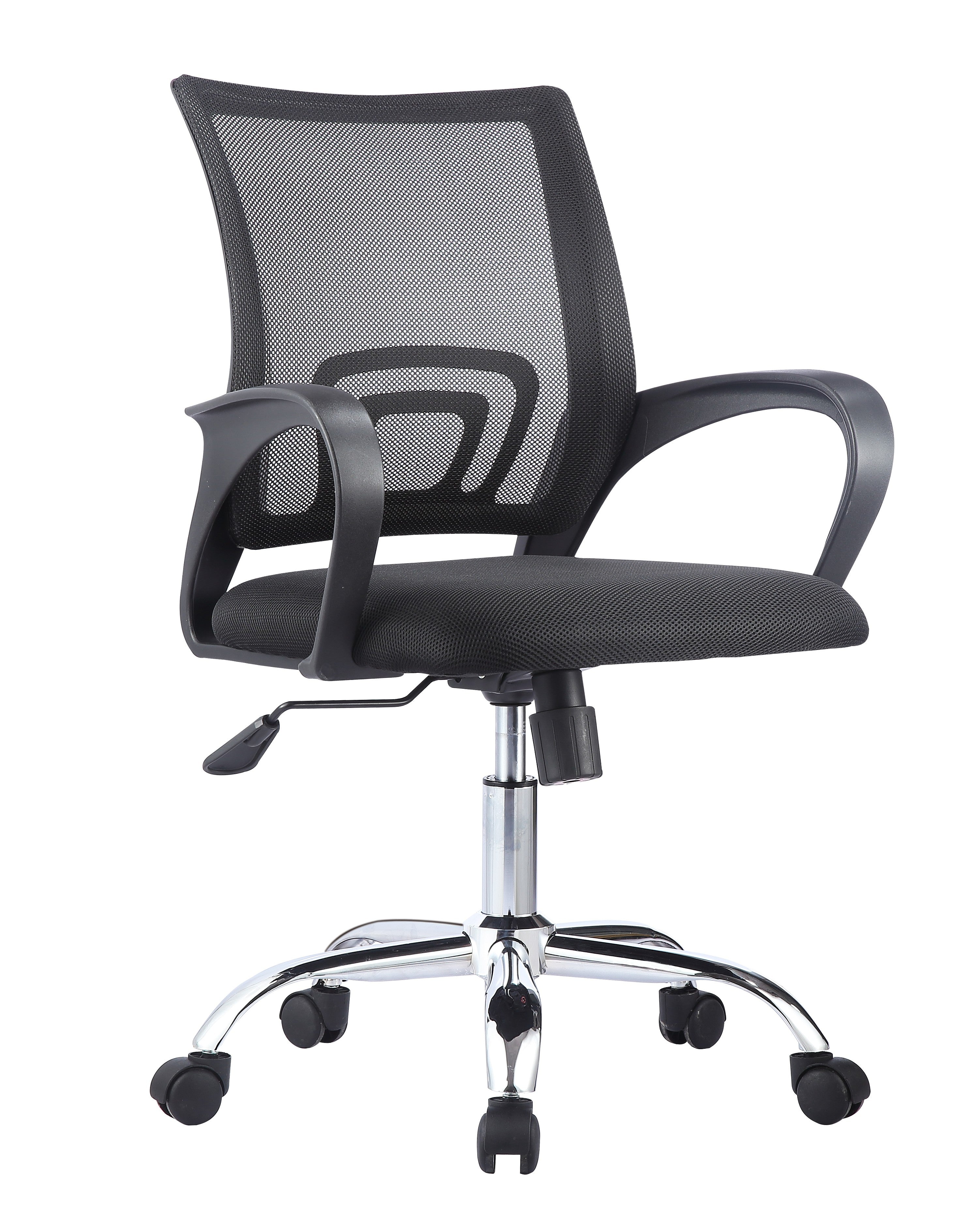 Sillón de oficina FISS NEW (M), negro, basculante, malla y tejido negro