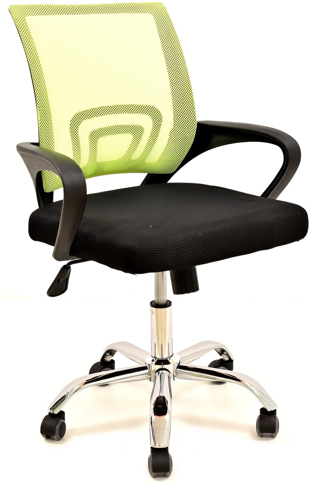 Sillón de oficina FISS NEW, negro, regulación de altura, basculante, malla verde, tejido negro