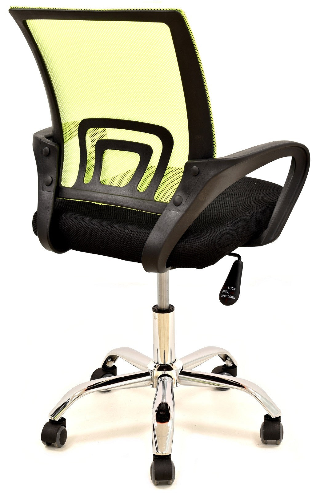 Sillón de oficina FISS NEW, negro, regulación de altura, basculante, malla verde, tejido negro