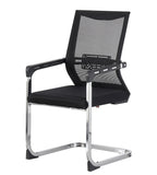 Sillón de oficina FLERS, fijo de patín, cromado, malla negra