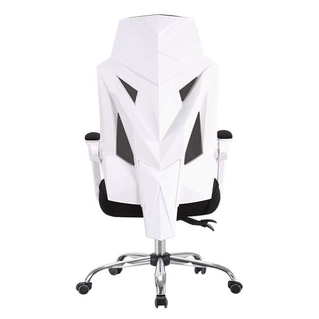 Sillón de oficina GRAZ, blanco, alto, malla gris, tejido negro