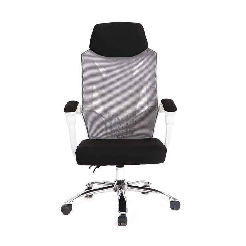 Sillón de oficina GRAZ, blanco, alto, malla gris, tejido negro