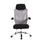 Sillón de oficina GRAZ, blanco, alto, malla gris, tejido negro