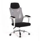 Sillón de oficina GRAZ, blanco, alto, malla gris, tejido negro