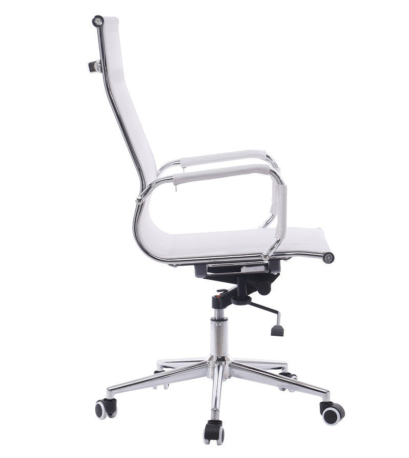 Sillón de oficina IGOR, alto, regulación de altura, basculante profundo, malla blanca