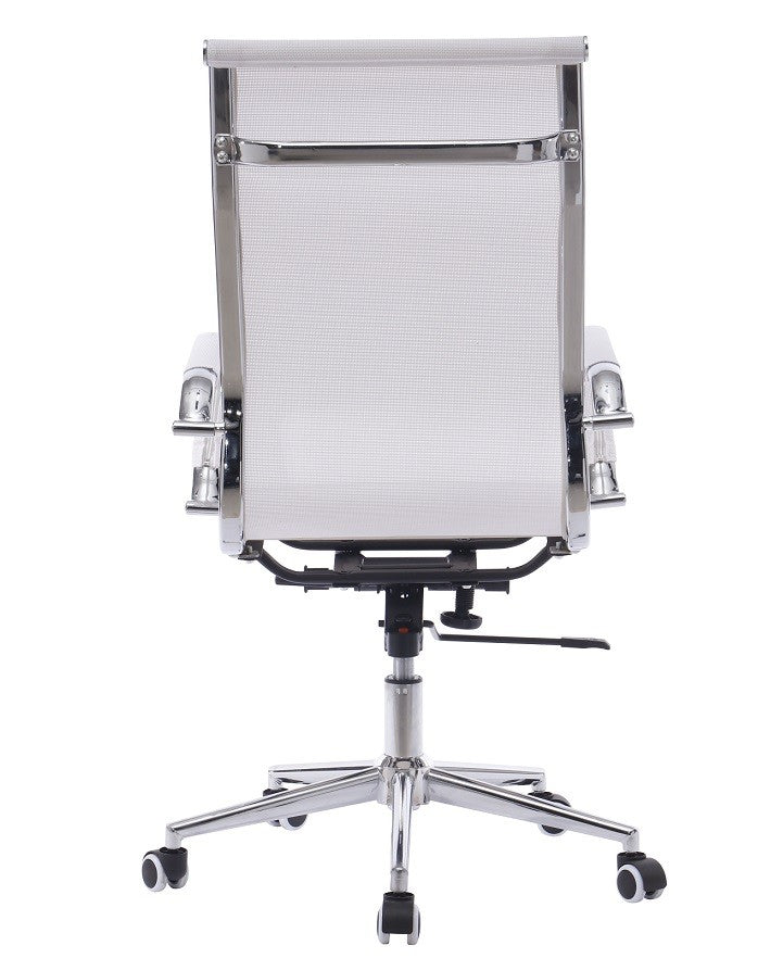 Sillón de oficina IGOR, alto, regulación de altura, basculante profundo, malla blanca