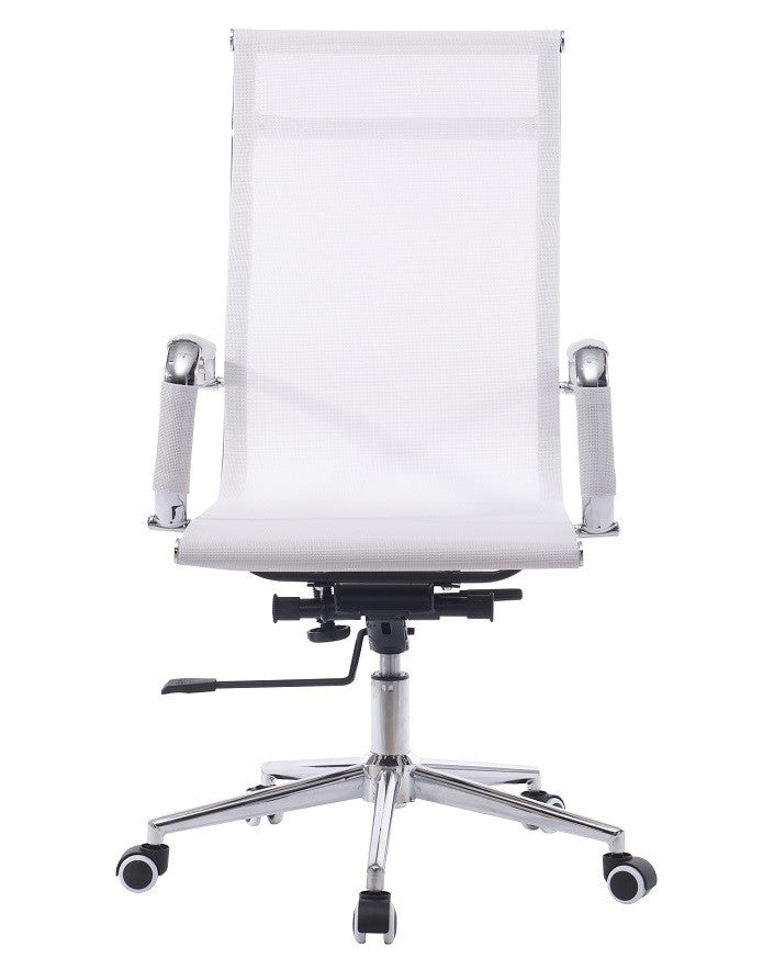 Sillón de oficina IGOR, alto, regulación de altura, basculante profundo, malla blanca