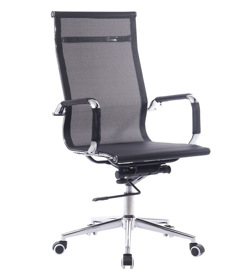Sillón de oficina IGOR, alto, regulación de altura, basculante profundo, malla negra