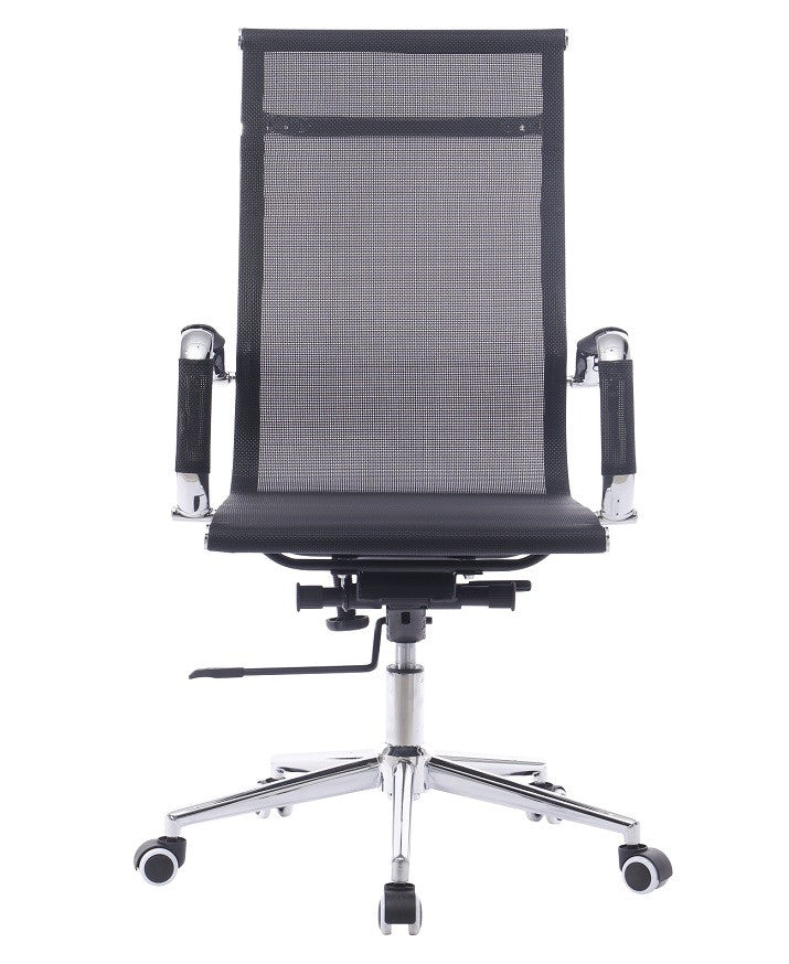 Sillón de oficina IGOR, alto, regulación de altura, basculante profundo, malla negra