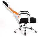 Sillón de oficina LINZ, blanco, alto, sincro, malla naranja, tejido negro