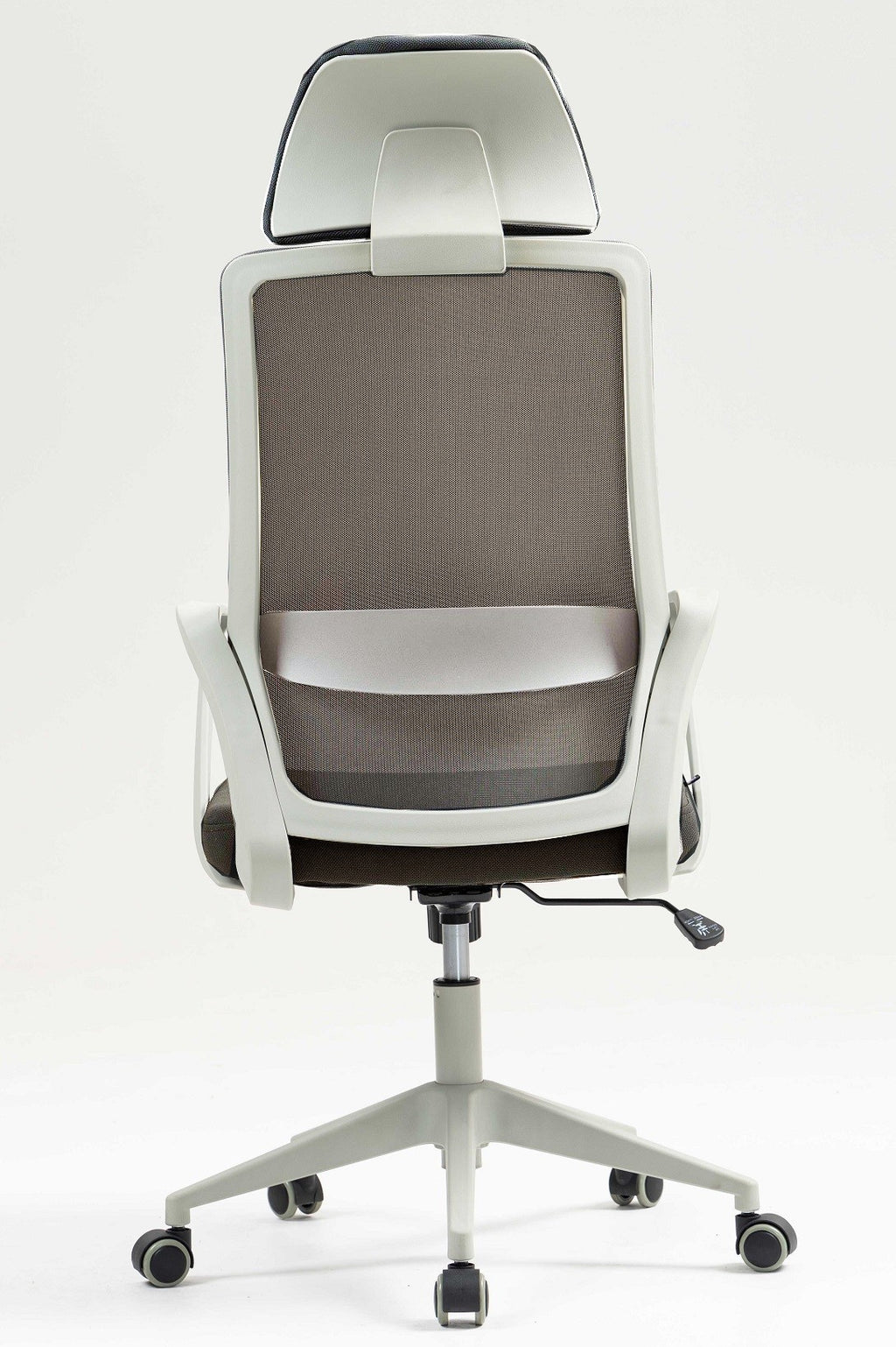 Sillón de oficina MARIO, alto, gris, malla y asiento gris